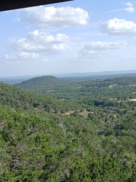 Rolling Texas Hill Country hills seen from Twenty Mile View Cottage